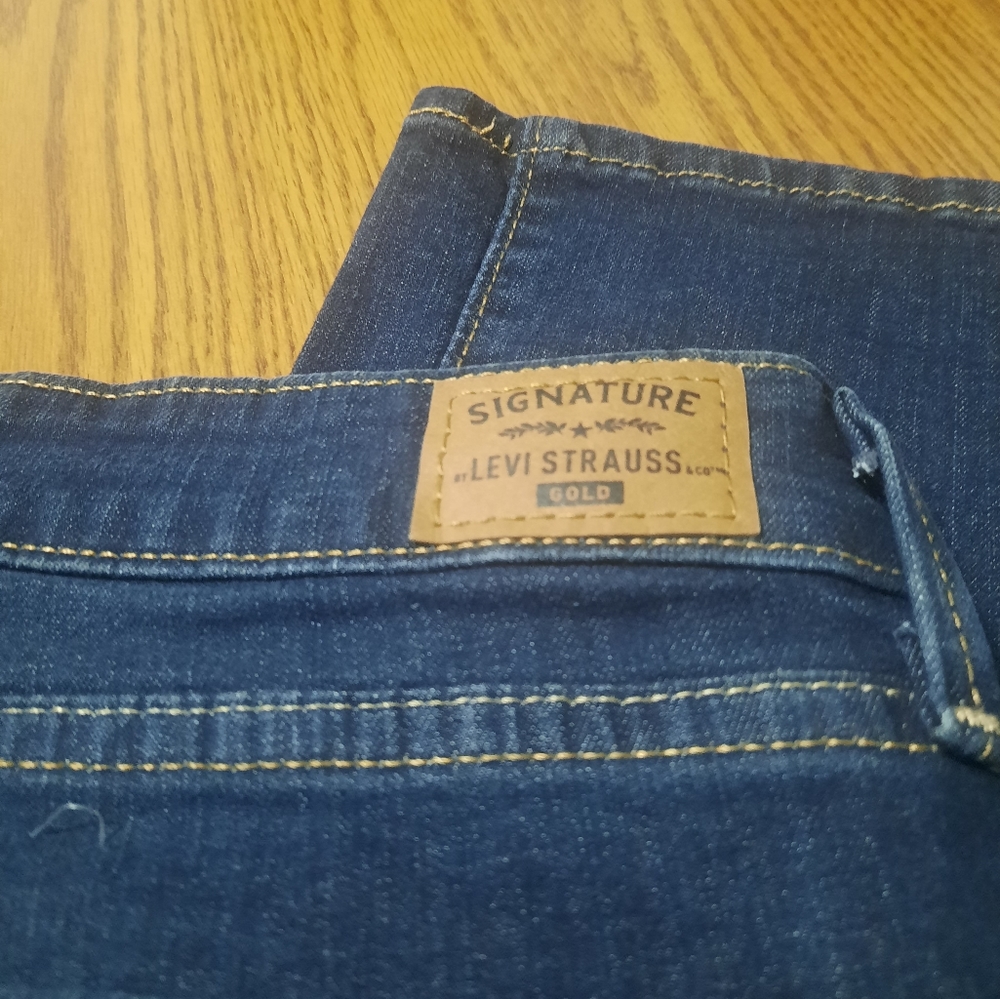Levi Strauss Gold simply stretch mid rise bootcut dark denim women's 14R 34x32 - Picture 7 of 11